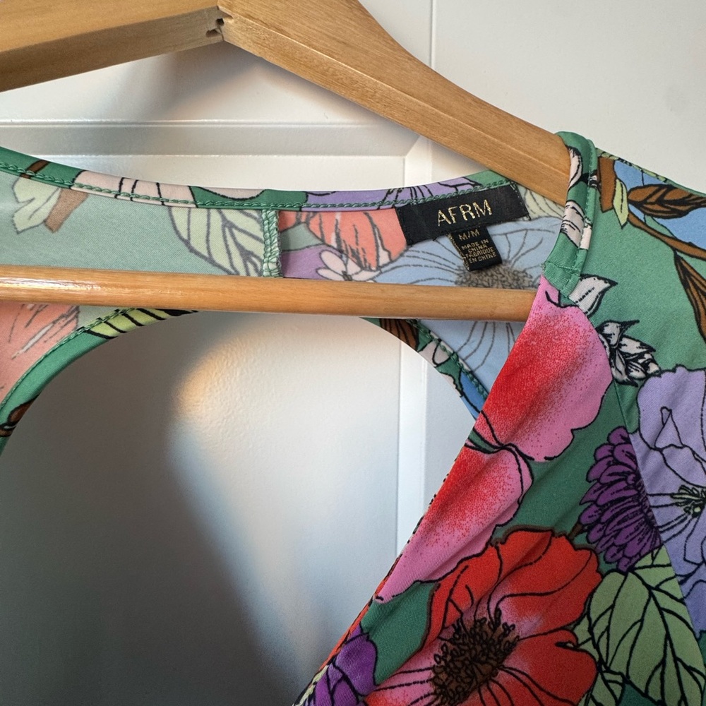 AFRM Revolve Floral Cutout Dress in Green and Multicolor - Picture 5 of 5